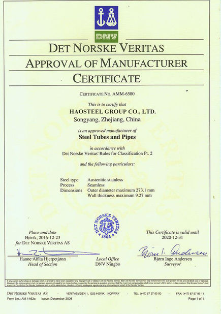 Chiny Shanghai Haosteel Co., Limited Certyfikaty